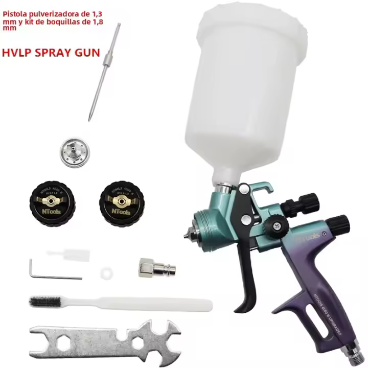 Pistola De Pulverización Aireada Nueva 1.3mm Con Kit De Boquilla 1.8mm Para Pintura De Coches Herramienta De Pintura Comercial HVLP 4000B - 1