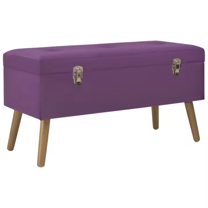 vidaXL Banco con compartimento de terciopelo 80 cm en color Amarillo mostaza/Gris/Morado y más - 1