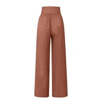 Pantalones Anchos De Pierna Con Bolsillo Para Mujer Estilo Algodón Lino Primavera Verano Cintura Alta Ruched Casual Pantalones De Playa - details 18