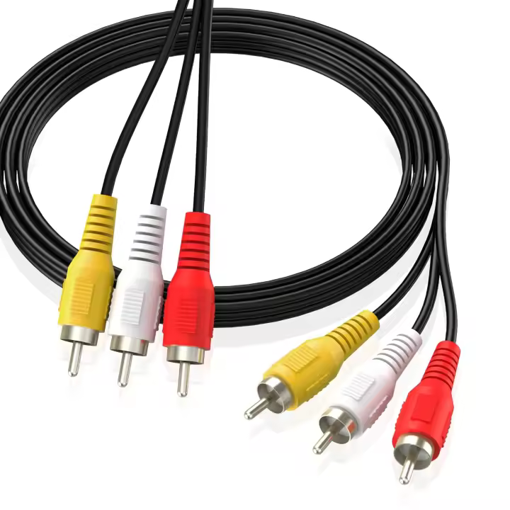 TEMCO Cable de 3 RCA Macho a Macho, 1.5m,  Cable de 1 Conector RCA de Video Compuesto y 2 RCA de Audio estéreo, Cable Premium de Audio y Vídeo - 1.50 Metros - 1