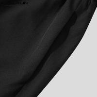 Nueva Conjunto De Ropa Para Hombres Estilo Musulmán Con Mangas Bajadas Pliegues Cuello Medio Media Longitud Pantalones Sueltos 2 Piezas Tallas S-5XL INCERUN 2024 - details 14