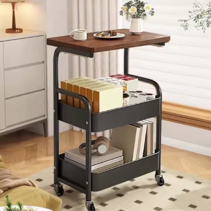 Mikomika Carrito con ruedas de 3 niveles, carrito de almacenamiento con ruedas, para cocina, salón, baño o balcón, estructura estable, acabado fácil de limpiar (blanco o negra) - 1