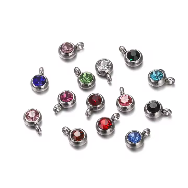 10Pcs Encantos De Pedrería De Acero Inoxidable 6mm Para Joyería Hecha a Medida Pulseras Y Collares Con Cristales De Rhinestone - 1