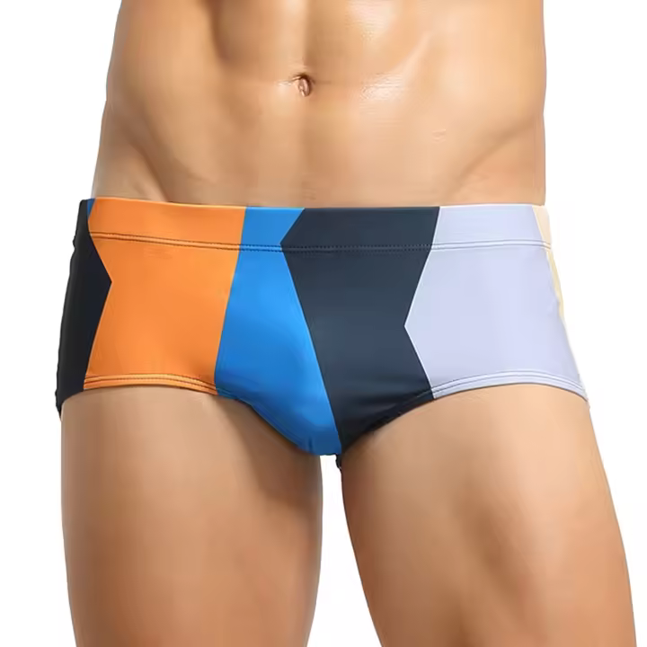 Pantalones De Playa Para Hombre Verano Ropa Deportiva Swimwear Shorts Color Patchwork Cómodos Y Delgados Boxers Para Natación - 1