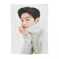 Manta Ultra Suave De Poliéster 100% Con Estampado De Flannel Cha Eun Woo Kpop Astro Multifuncional Para Sofá Coche Cama - details 4