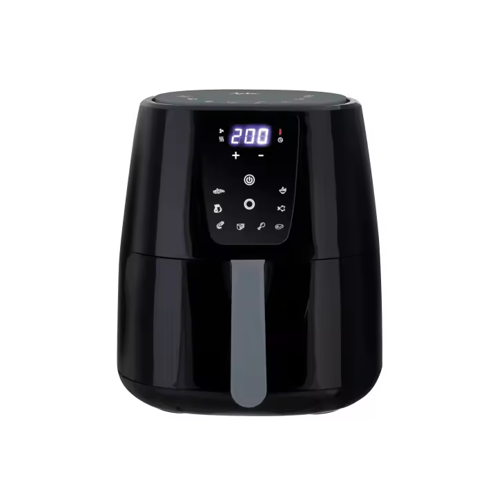 JATA Freidora de aire sin aceite con 8 programas de cocinado, Control digital, Capacidad de 5 l, Hasta 200º, Cestillo antiadherente y apto para lavavajillas, Temporizador de 30 min, 1300 W, Negro - JEFR1225 - 1