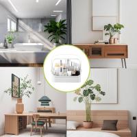Organizador de maquillaje, tocador transparente, caja de almacenamiento de cosméticos para el cuido de la cubierta con tapa abatible transparente para tocador y baño, a prueba de Polvo E - details 2