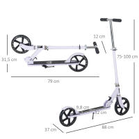 HOMCOM Patinete Plegable para Niños de 7-14 Años Scooter Infantil Manillar Ajustable en Altura de 4 Niveles con Freno 88x37x75-100 cm - details 2