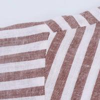 Camisa Asimétrica de Verano para Mujer – Estampado a Rayas, Mezcla de Lino, Mangas Anchas Rizadas, Cuello Versátil, Estilo Informal y Fresco - details 13