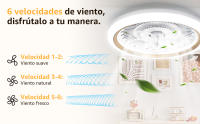 Aigostar Ventilador de Techo con Luz Silencioso, Φ50*16cm blanco y dorado, ajuste de brillo y color, Telecomando, Temporizador, modos de verano e invierno, Apto para Dormitorio, sala, comedor y cocina - details 1