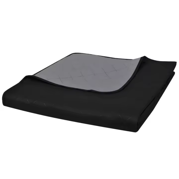 Colcha acolchada a doble cara negro gris 230x260 cm - 1