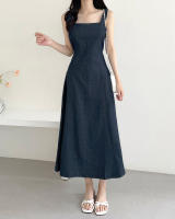 Vestido Largo De Hombros Sin Mangas Estilo Francés Vintage Para Mujer REALEFT Verano 2025 Vestido A-Line Recto Casual De Cuello Cuadrado Midi Zipper - details 18