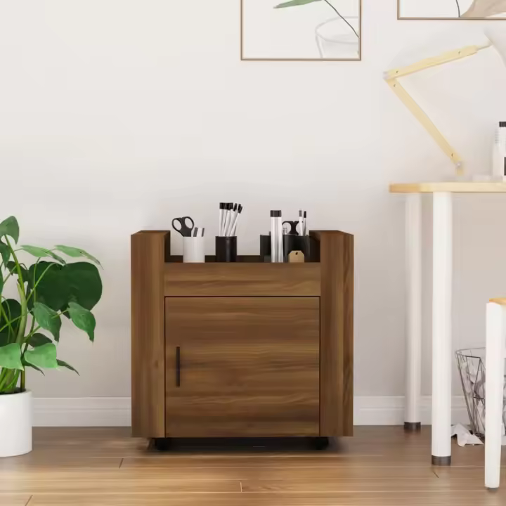 Carrito de escritorio Roble Marron 60x45x60 cm Madera Multicapa - 1