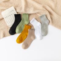6 Pares De Calcetines Estilo Japonés Moda Casual Para Mujer Harajuku Con Volantes Y Colores Sólidos Calcetines De Algodón Tubo Medio - details 0