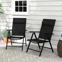 Outsunny Conjunto de 2 Sillas de Camping Plegables Sillas de Jardín con Marco de Aluminio Reposacabezas y Reposabrazos Carga 130 kg para Terraza Playa 54x67x108 cm Negro - details 1