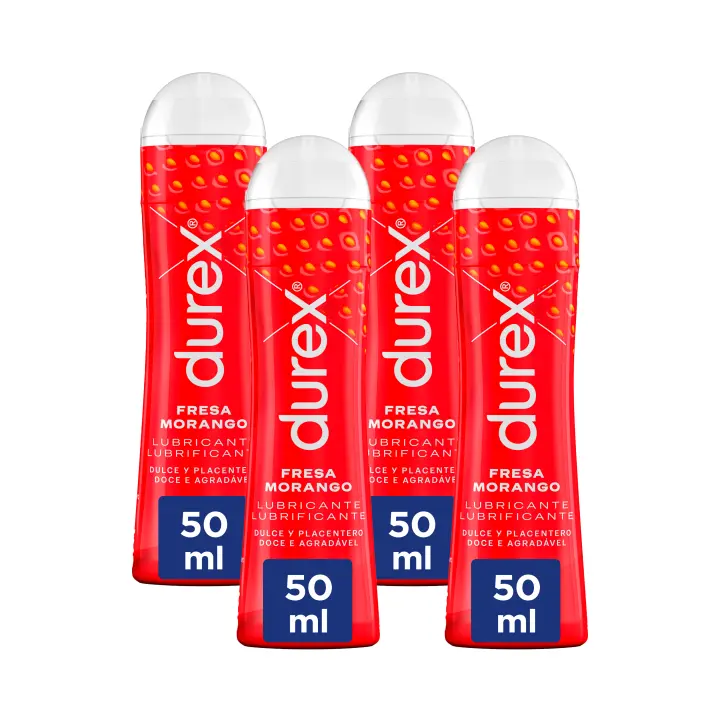 Durex - Lote Set 4x Lubricantes Sabor Fresa 50ml, Dulce y Placentero, Sexo Seguro - 1