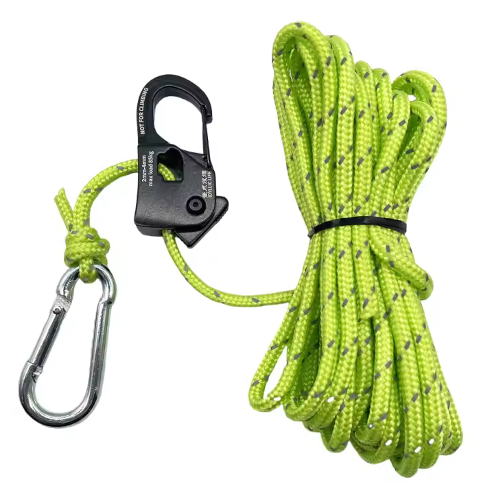 4pcs Cuerda De Acampar 5m Ajustador De Cordón Para Tienda De Campaña Correa Reflectante Tensión Rápida Pulley Ratchet Cierre De Ancilla - 1