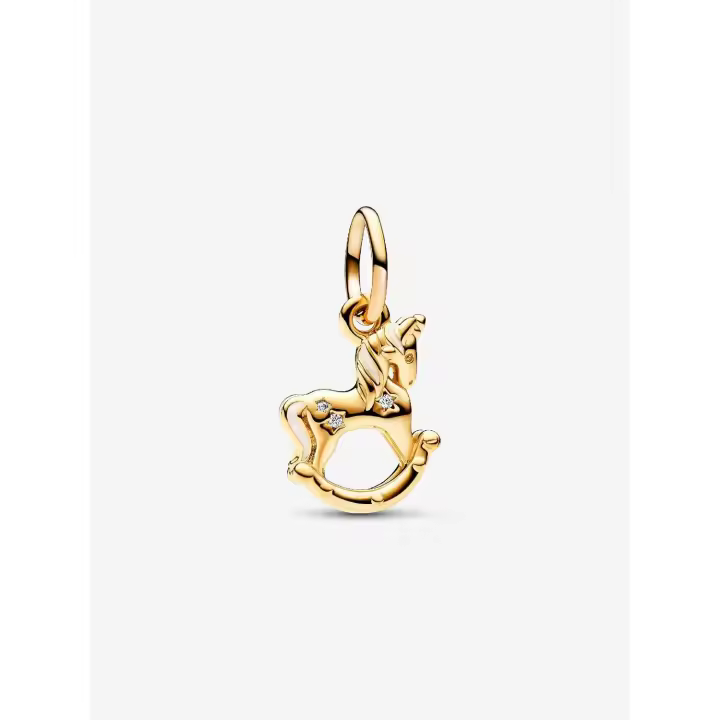 Pandora - Charm Colgante Unicornio Mecedor-Plata de Lei, Baño de Oro de 14K - 1