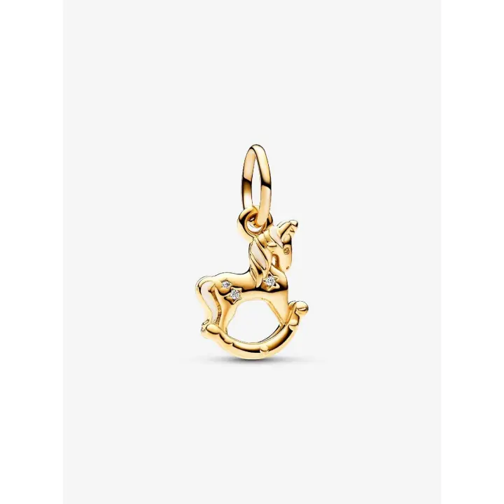 Pandora - Charm Colgante Unicornio Mecedor-Plata de Lei, Baño de Oro de 14K - 1