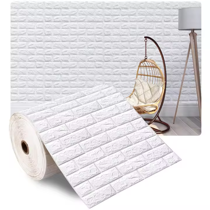 Pegatinas para paredes de ladrillo 3D de 2m de largo, decoración artesanal, papel tapiz autoadhesivo impermeable para habitación - 1