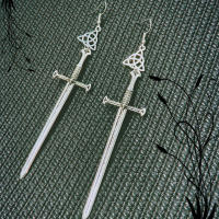 Pendientes Colgantes De Espada Gótica Para Mujer Joyería De Halloween Clásica Y Mística Regalo Elegante Con Doble Hoja Y Anillo - details 27