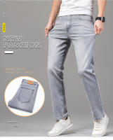 Jeans Elásticos De Verano Para Hombre Gris Comodidad Moda Pantalones Casuales Stretch Algodón Negocios Rectos Mallas Talla Media - details 0