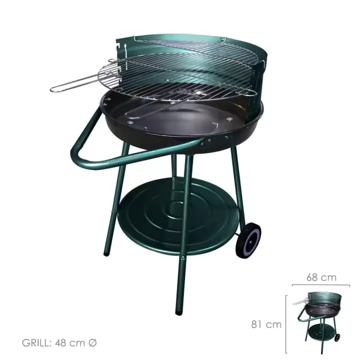Barbacoa Carbon y Leña Apache, Redonda Con Batea. Barbacoa Jardin, Playa, Patio. 68x50.8x81 cm. - 1