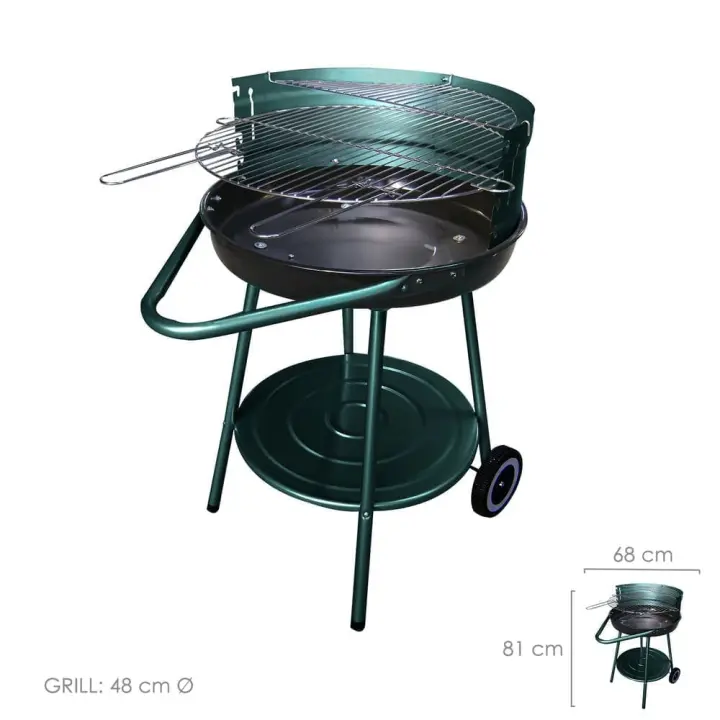 Barbacoa Carbon y Leña Apache, Redonda Con Batea. Barbacoa Jardin, Playa, Patio. 68x50.8x81 cm. - 1