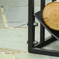Outsunny Soporte para Leña Estante de Leña Leñero de Metal con Estante Curvo para Interior y Exterior 60,5x36x46,5 cm Negro - details 3