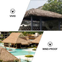2 Pcs Tejado De Paja Falsa Para Decoración Al Aire Libre Jardín Hut De Jardín Sombrilla De Bambú Para Patio Adorno Simulación De Hogar - details 5