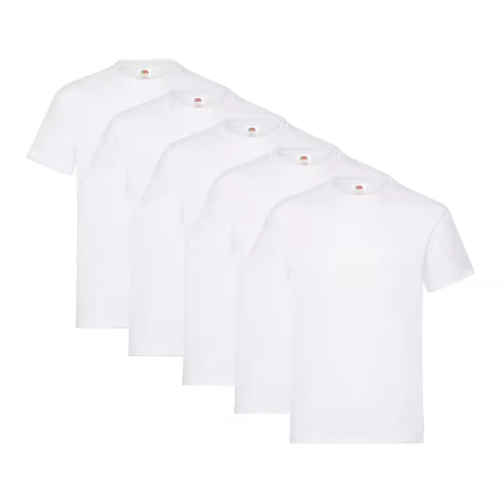Fruit of the Loom Heavy Cotton - Camiseta Manga Corta para Hombre (Pack de 5 unidades) - Blanco - 1