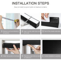 Cortina De Ventana De Plegado Negro Para Sala De Estar Y Baño Sin Perforar Adhesiva Cortina De PVC Decorativa Y Ocasión De Iluminación - details 8
