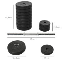 HOMCOM Juego de Mancuernas Ajustables Juego de Pesas y Mancuernas 8x5 kg 4x1,5 kg y 2 Barras Total 50 kg para Ejercicio Entrenamiento en Casa Gimnasio Oficina Negro - details 2