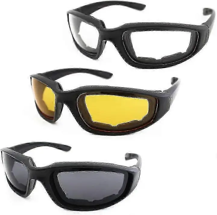 3 pares de gafas antiultravioleta en gafas de sol para motocicleta a prueba de viento Poo Test - 1