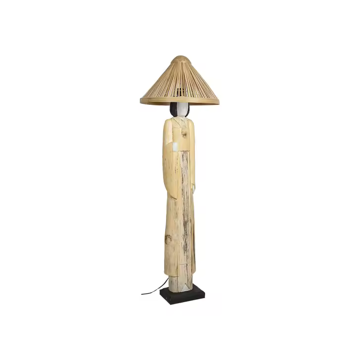 LAMPARA/ FIGURA JAPONESA MADERA C/PANT RATTAN HM472293 FIJALO - 1