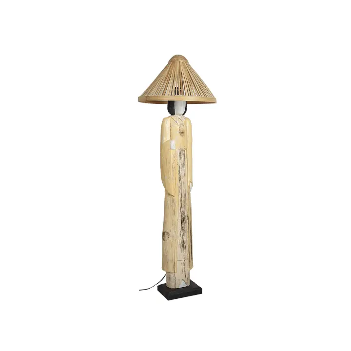 LAMPARA/ FIGURA JAPONESA MADERA C/PANT RATTAN HM472293 FIJALO - 1