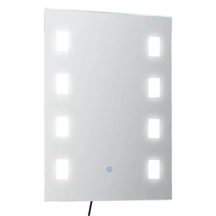 kleankin Espejo de Baño con Luz LED 14,5 W 70x50 cm Espejo para Baño con Función de Antivaho Marco de Aluminio Interruptor Táctil y Luces Blanco Frío Plata - 1