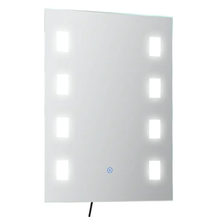 kleankin Espejo de Baño con Luz LED 14,5 W 70x50 cm Espejo para Baño con Función de Antivaho Marco de Aluminio Interruptor Táctil y Luces Blanco Frío Plata - 1