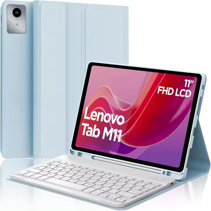 Funda con Teclado para Lenovo Tab M11 11" 2024(TB330FU/TB330XU), Español Ñ Teclado Bluetooth Inalámbrico Desmontable con Funda Protectora Delgada para Tablet Lenovo Tab M11 11 Pulgadas 2024(TB330FU/TB330XU), - 1