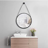 STARLEY-Espejo Redondo Asa Polipiel Negro,Espejo para colgar en la pared,Espejo Decorativo Redondo Moderno y Sencillo para apartamento, sala de estar, dormitorio 38.5cm - details 3