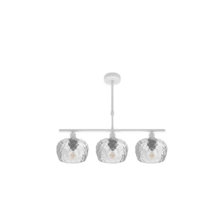 Fabrilamp - Lampara Estela 3xe14 Blanca Regx55x13 Cm C/tulipas Cristal Tallado Transparente - 1