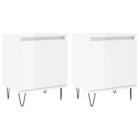 vidaXL Mesitas de noche 2 unidades madera de ingeniería 40x30x50 cm Blanco, Blanco brillante, Roble Sonoma Mesita habitacion mesitas de noche dormitorio para Salón, Estudio, Mesa Auxiliar - details 5