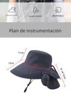 Gorro De Verano Para Mujer Protección UV Sombrilla De Sol Con Visera Ancha Para Pesca Senderismo Y Uso Exterior Capa De Poni - details 2