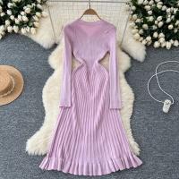 Vestido Largo Maxi Rosa Francés De Moda Con Volantes Y Cuello En V Para Mujer Abrigo De Invierno Estilo Oficina Lady - details 3