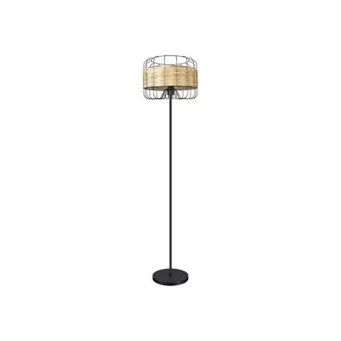 FABRILAMP Lámpara de Pie Salón Zenda Forja/Rattan 150x35x35 Cm - Negro - 1