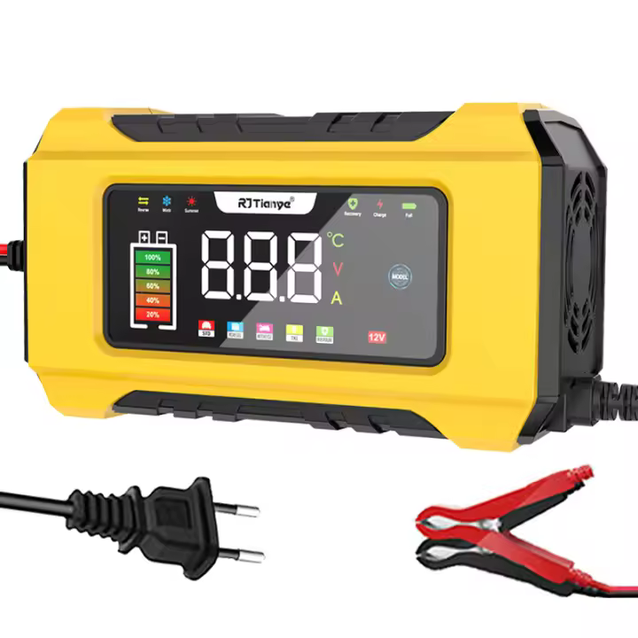Cargador De Batería De Coche Automático 12V 6A Pantalla Color LCD Reparación De Pulso Para AGM GEL WET Carga De Ácido Lead Acid - 1