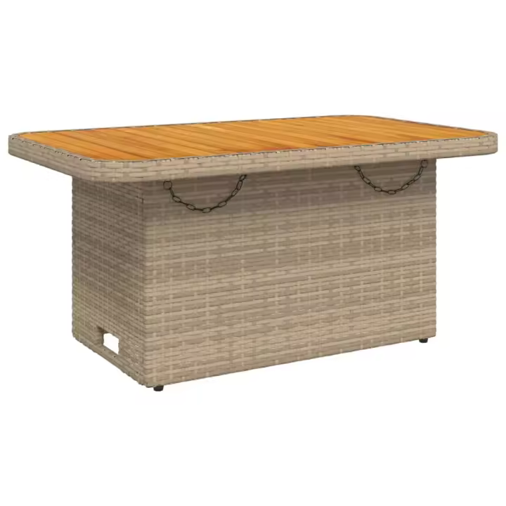 Mesa de Jardín rojizo sintético Madera Acacia Beige 90x55x71 cm - 1