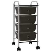 vidaXL Carrito de Almacenaje Portátil 4 Cajones Plástico con Ruedas Color Blanco,  Negro,  Rosa y mas - details 1