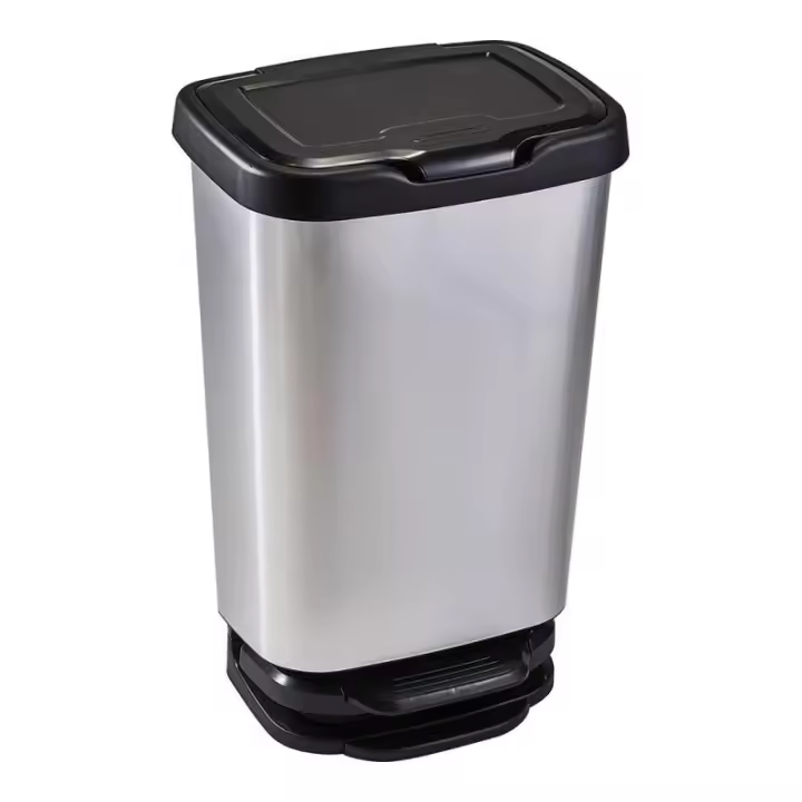 MONDEX Cubo de basura con pedal 40L, cierre amortiguado, plata/negro - 77313 Cubo de basura con pedal Limpieza Papeleras Limpieza - 1