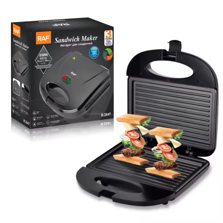 Máquina para hacer sándwiches con calefacción de doble cara, multifunción, para desayuno, tostadas y waffles, estilo europeo, de la RAF - 1